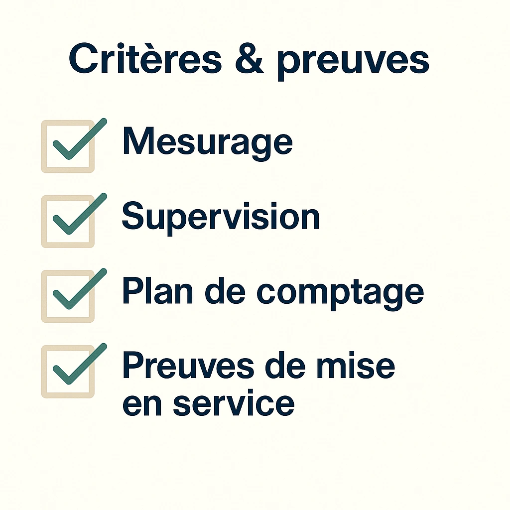 Checklist des critères d'éligibilité et pièces justificatives pour la fiche CEE IND-UT-134