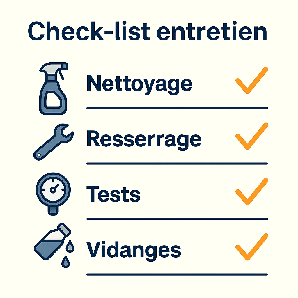 Checklist d'entretien d'un groupe froid industriel : nettoyage, resserrage, tests